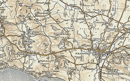 Old map of Symondsbury in 1899