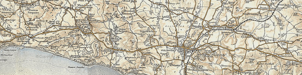 Old map of Symondsbury in 1899