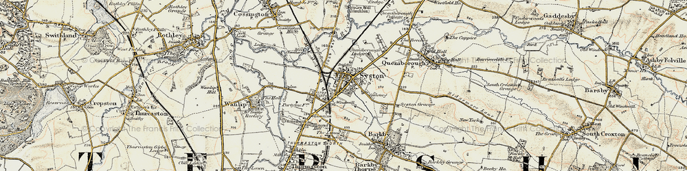 Old map of Syston in 1902-1903