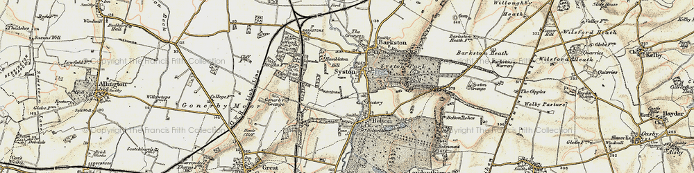 Old map of Syston in 1902-1903