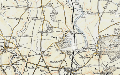 Old map of Tackley in 1898-1899