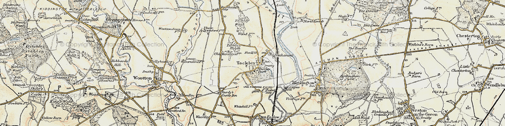 Old map of Tackley in 1898-1899
