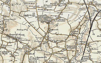 Old map of Tacolneston in 1901-1902