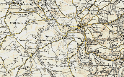 Old map of Taddiport in 1900