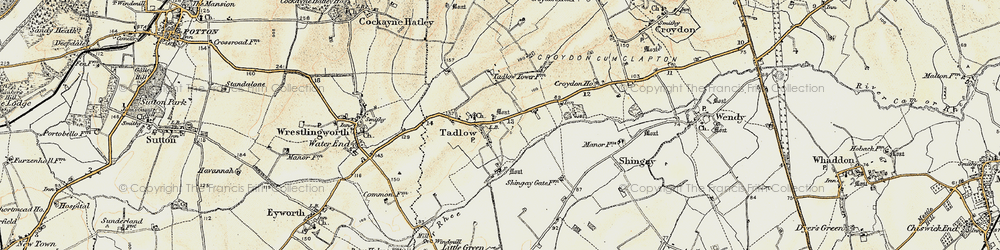 Old map of Tadlow in 1898-1901