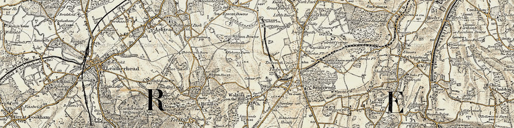Old map of Tadworth in 1897-1909