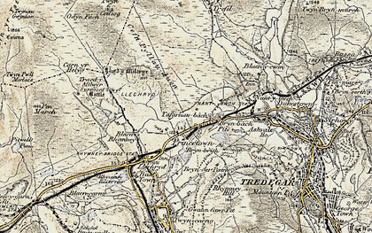 Old map of Tafarnaubach in 1899-1900