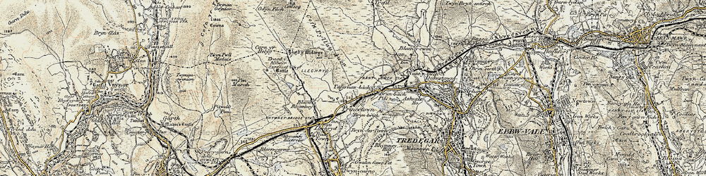 Old map of Tafarnaubach in 1899-1900