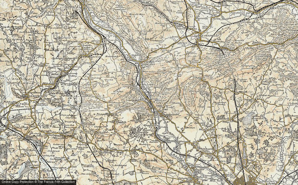 Old Map of Historic Map covering Brynau in 1899-1900