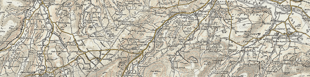 Old map of Tai'r Bull in 1900-1901