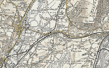 Old map of Tai'r-ysgol in 1900-1901