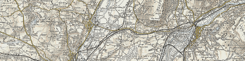 Old map of Tai'r-ysgol in 1900-1901