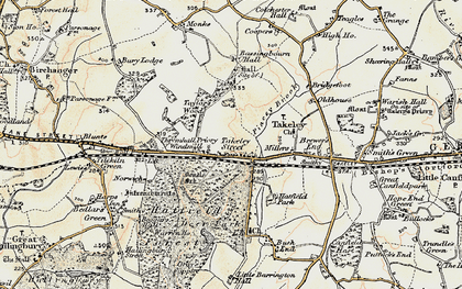 Old map of Takeley Street in 1898-1899