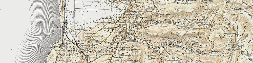 Old map of Tal-y-bont in 1902-1903