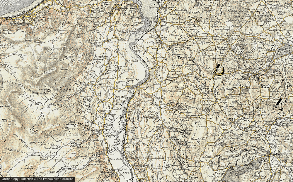 Old Map of Historic Map covering Bodnant Gardens in 1902-1903