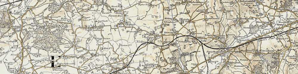 Old map of Talaton in 1898-1900