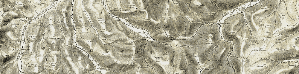 Old map of Talla Linnfoots in 1904