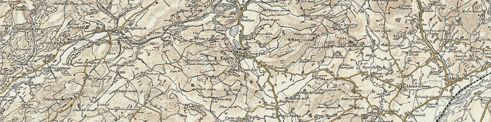 Old map of Talley in 1900-1901