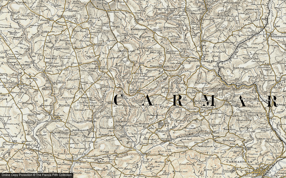 Old Map of Historic Map covering Afon Cywyn in 1901