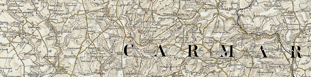 Old map of Afon-fach-Pontgarreg in 1901