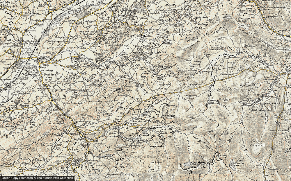 Old Map of Historic Map covering Afon Llechach in 1900-1901