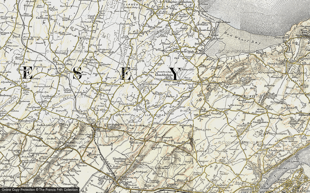 Old Map of Historic Map covering Gwenfro Uchaf in 1903-1910