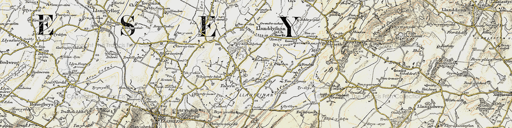 Old map of Bodeilio in 1903-1910