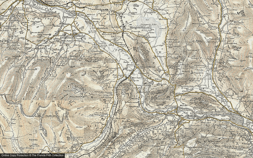 Old Map of Historic Map covering Brynoyre in 1899-1901