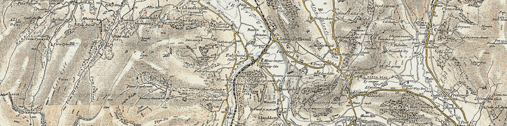Old map of Talybont-on-Usk in 1899-1901