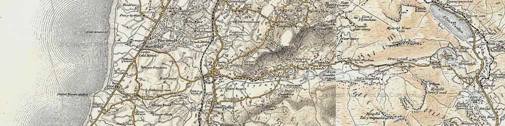 Old map of Afon Llyfni in 1903