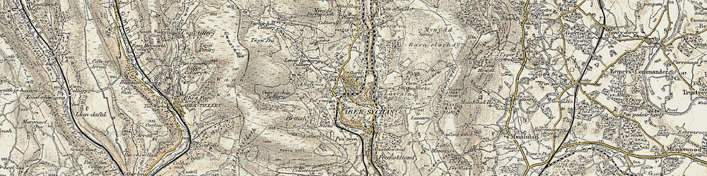 Old map of Talywain in 1899-1900