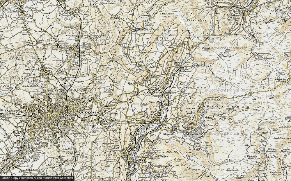 Old Map of Historic Map covering Saddleworth in 1903