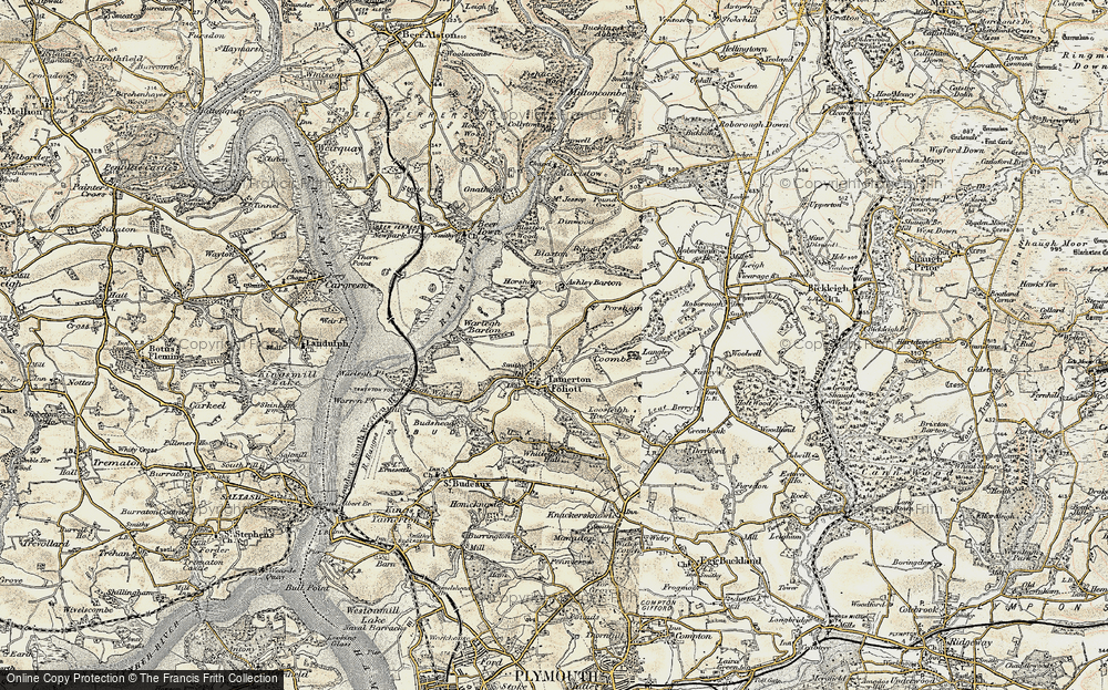 Old Map of Historic Map covering Ashleigh Barton in 1899-1900