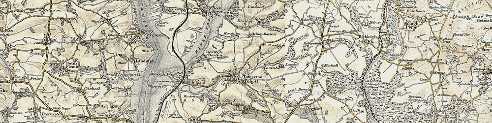 Old map of Ashleigh Barton in 1899-1900