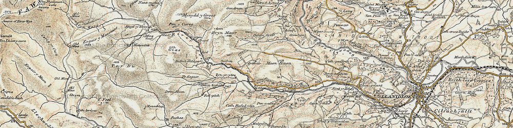 Old map of Pen y banc in 1902-1903