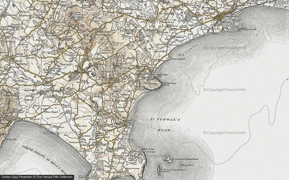 Old Map of Historic Map covering Trwyn Llanbedrog in 1903