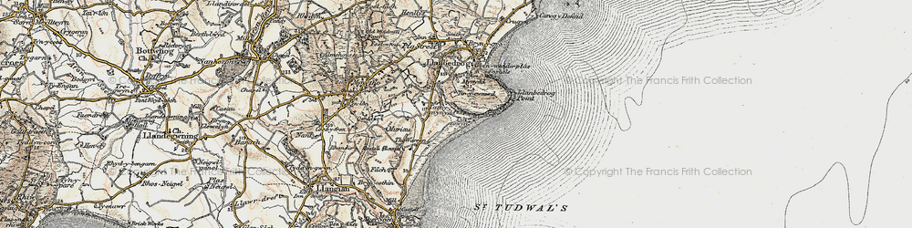 Old map of Trwyn Llanbedrog in 1903
