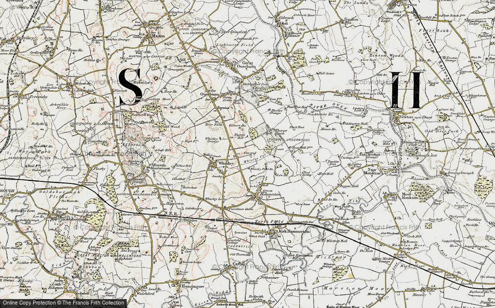Old Map of Historic Map covering Whixley Field Ho in 1903-1904
