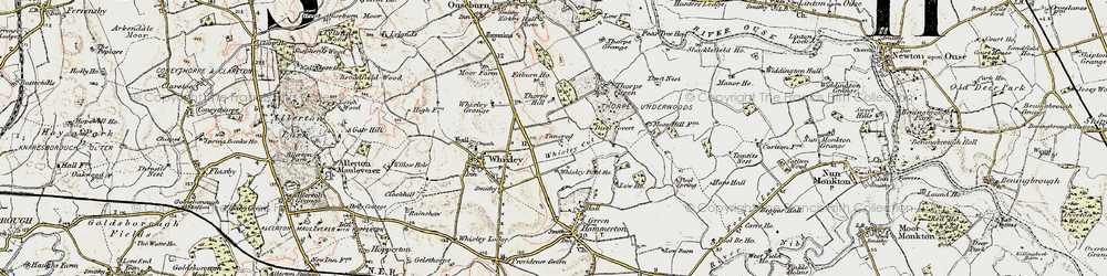 Old map of Whixley Cut in 1903-1904