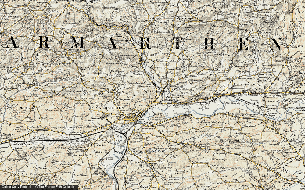 Old Map of Tanerdy, 1901 in 1901