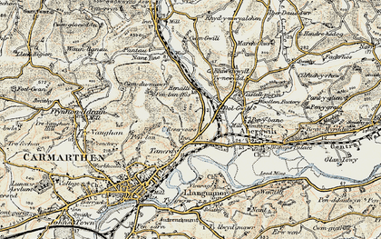 Old map of Tanerdy in 1901
