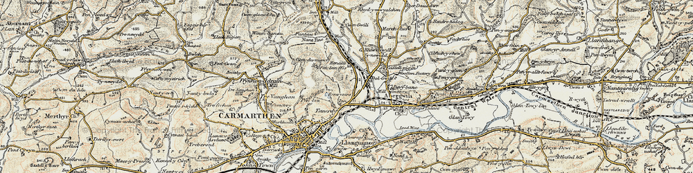 Old map of Tanerdy in 1901