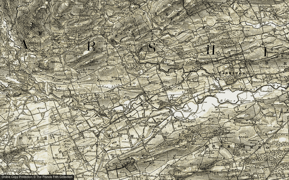 Old Map of Historic Map covering Baldoukie in 1907-1908
