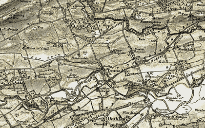 Old map of Tannadice in 1907-1908