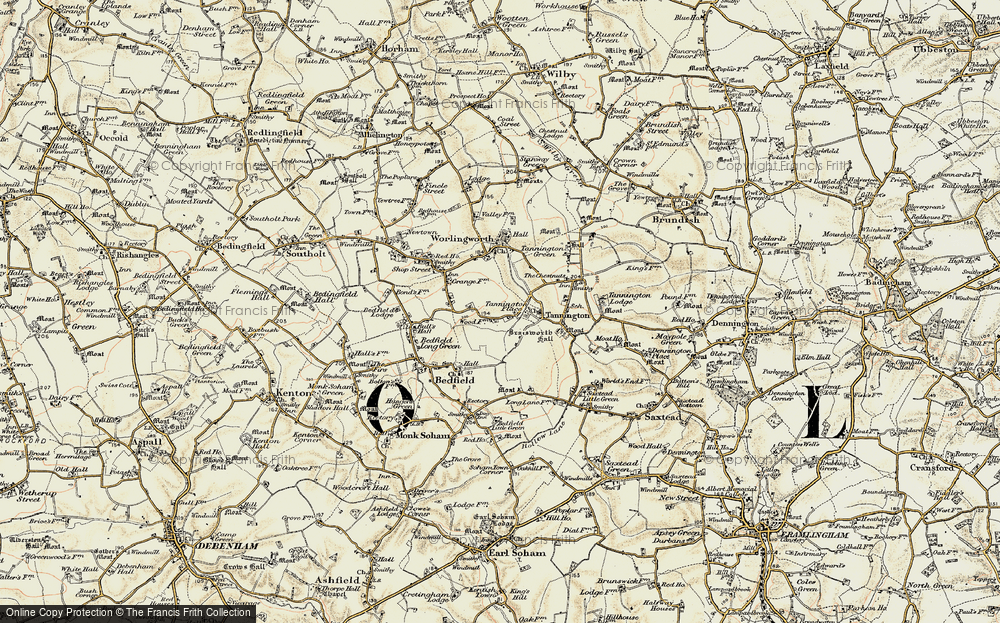 Old Map of Historic Map covering Tannington in 1901