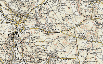 Old map of Tansley in 1902-1903