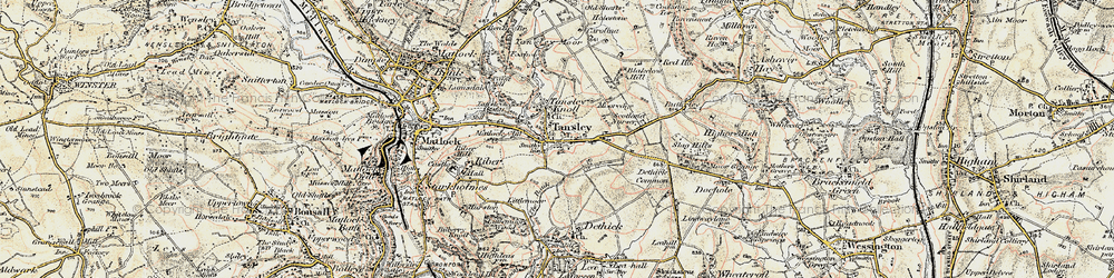 Old map of Tansley in 1902-1903