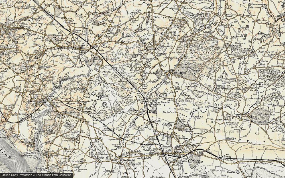 Old Map of Historic Map covering Botley Wood in 1897-1899