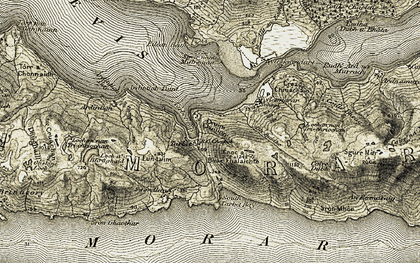 Old map of Allt an Eachdarra in 1908
