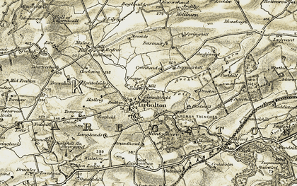 Old map of Auchinweet Burn in 1905-1906